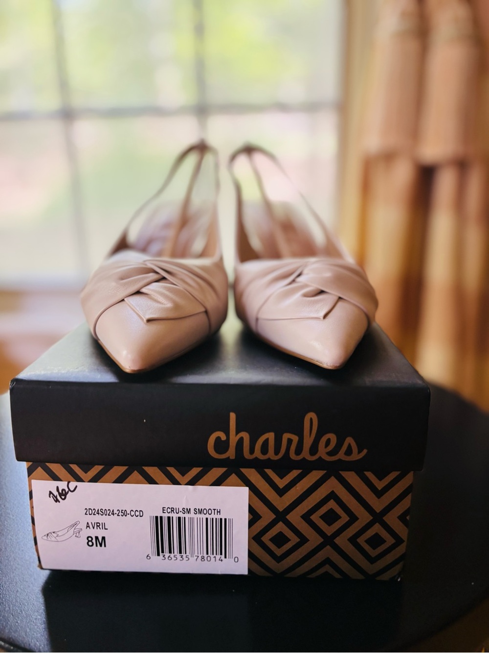 Charles By Charles David Cream Knot-Front Pointed Slingback Kitten Heels - Picture 12 of 13